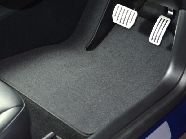 Vinorico Mercedes EQC 2019+ Car Mats | Grey Executive with Dark Blue Trim & Carpet Heelpad